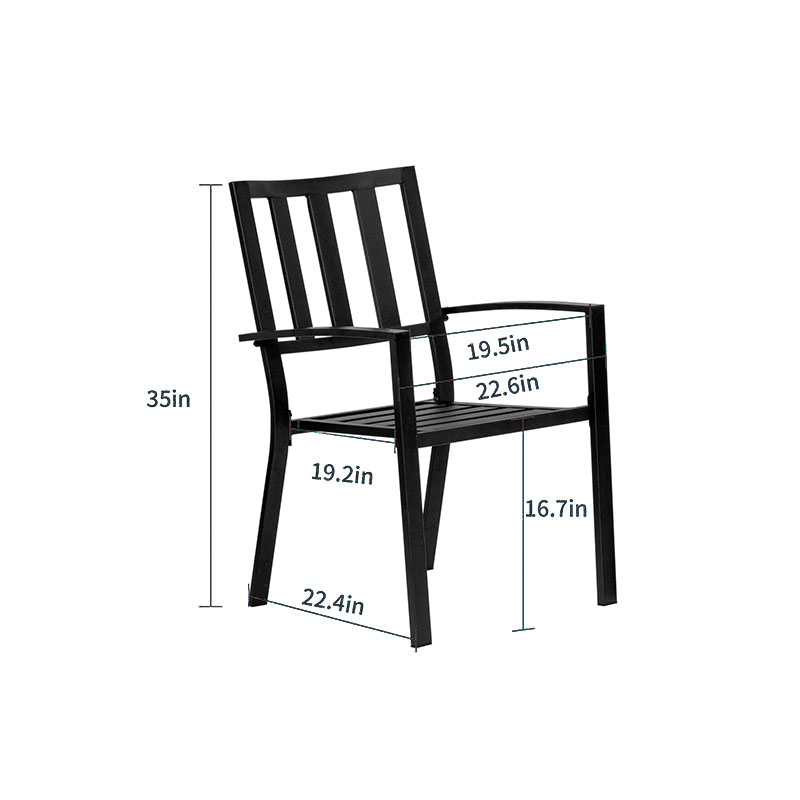 Open-Air-Balkon, einfacher gestreifter Outdoor-Tisch und Stühle, dreiteiliges Set